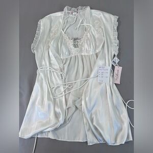 Linea Donatella Beaded Silky Satin Lingerie Wedding Nightgown Honeymoon Set L/XL
